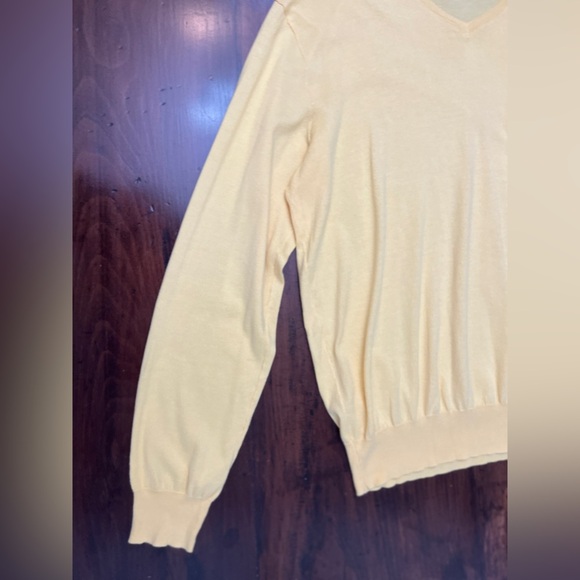 Polo Ralph Lauren V Neck Sweater Size Large Yellow 100% Pima Cotton Preppy Golf - Picture 3 of 13